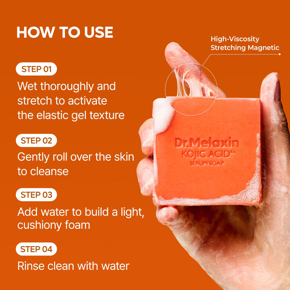Dr.Melaxin Kojic Acid Turmeric Serum Soap — 1 Bar Facial & Body Cleansing Bar with Niacinamide for Uneven Skin Tone