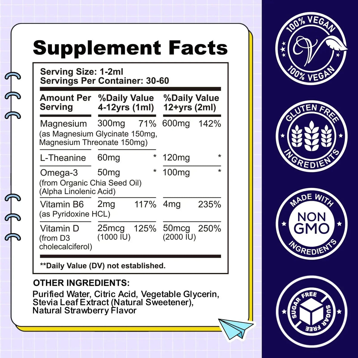 Kids Magnesium Liquid Drops-Magnesium Glycinate Liquid for Kids L-Threonate