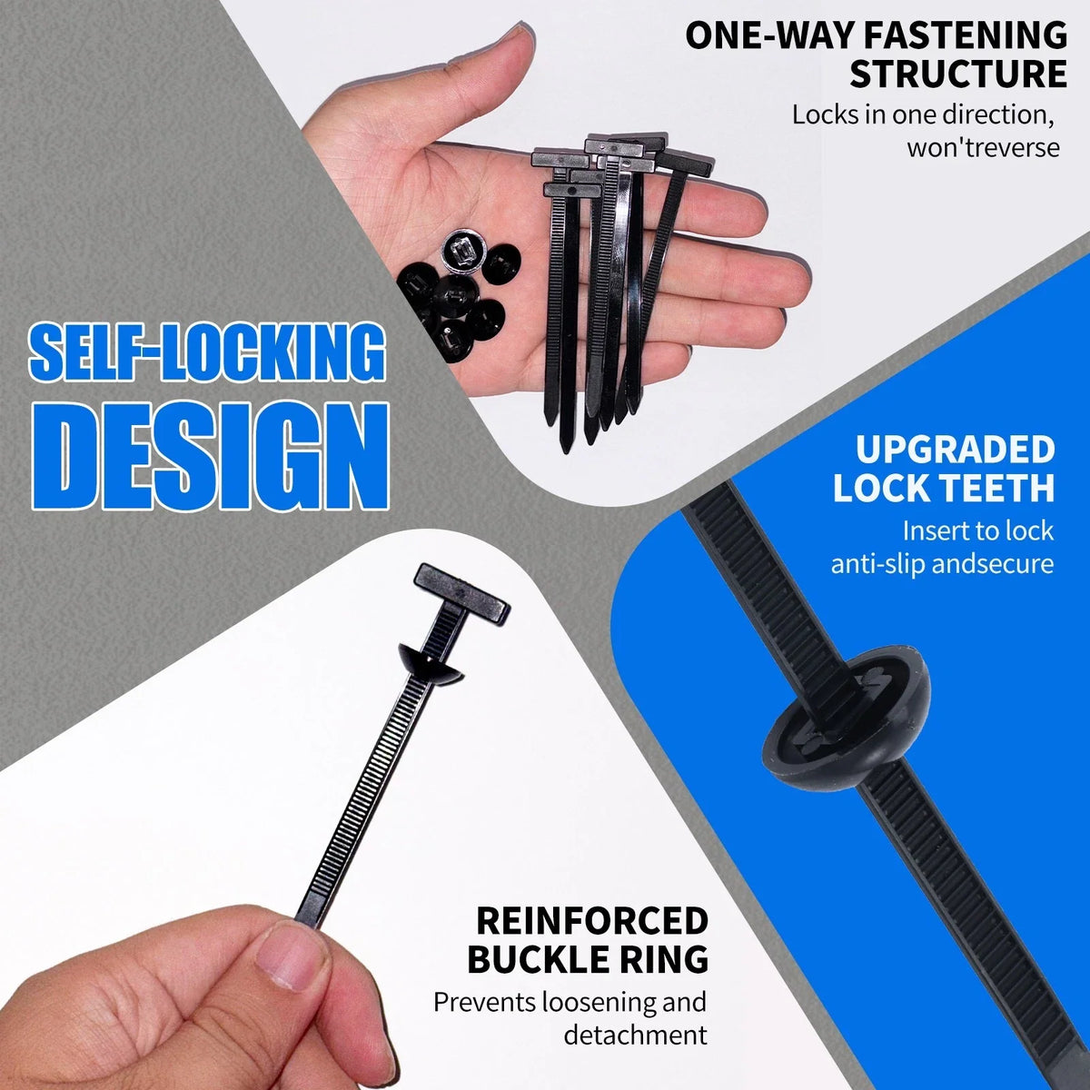 Heavy Duty 50pcs Nylon Universal Cable Tie Buckle Self-Locking Free Ship