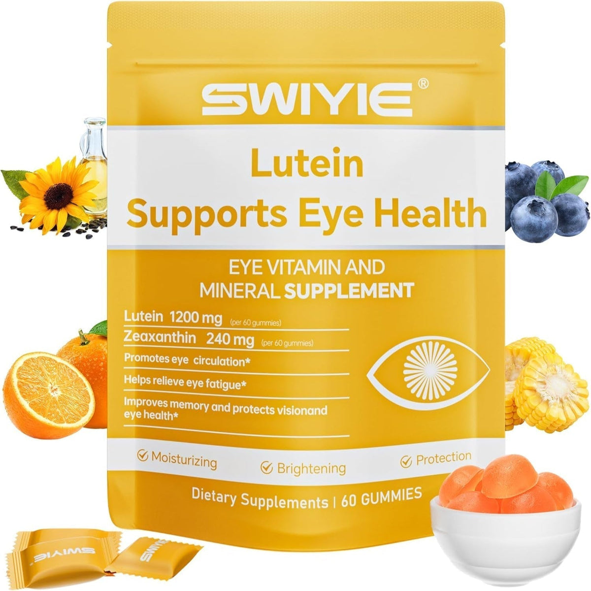 Lutein Gummies for Eye Health – Vision Support Eye Vitamins | Blueberry Flavor | 60 Gummies