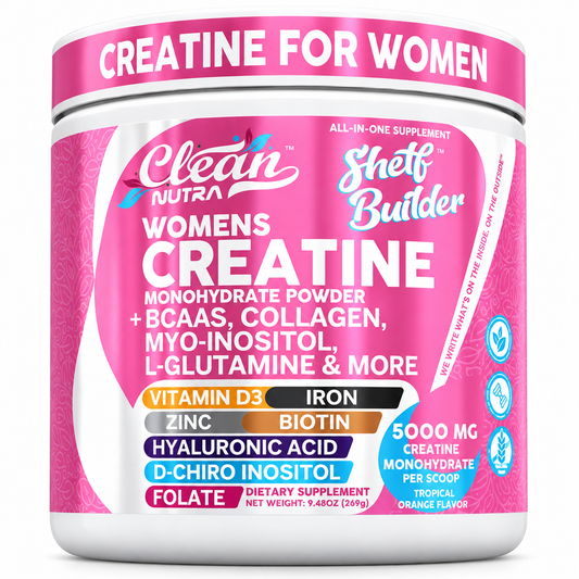Clean Nutra Women’s Creatine Powder | Collagen + BCAAs | Orange Flavor