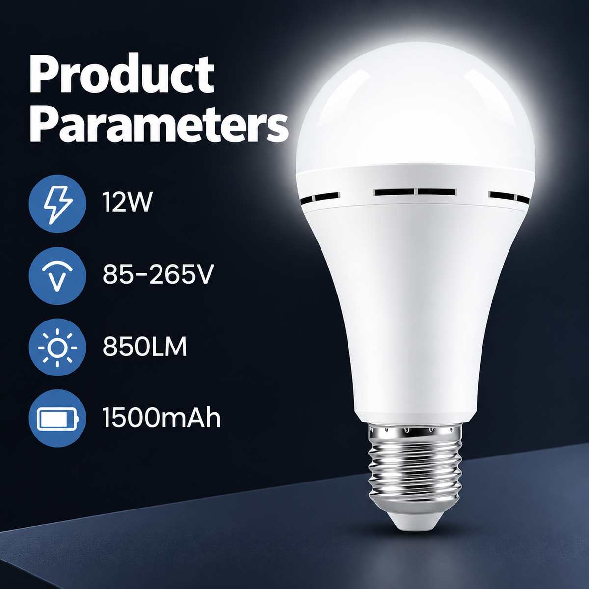 4-Pack Rechargeable LED Emergency Light Bulbs E26/E27 6000K, 12W