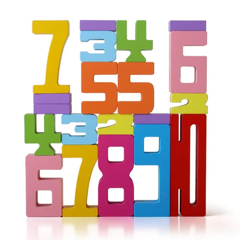 20PCS Digital Building Blocks – Colorful Wooden Number Stacking Toy, Montessori Math Learning Set