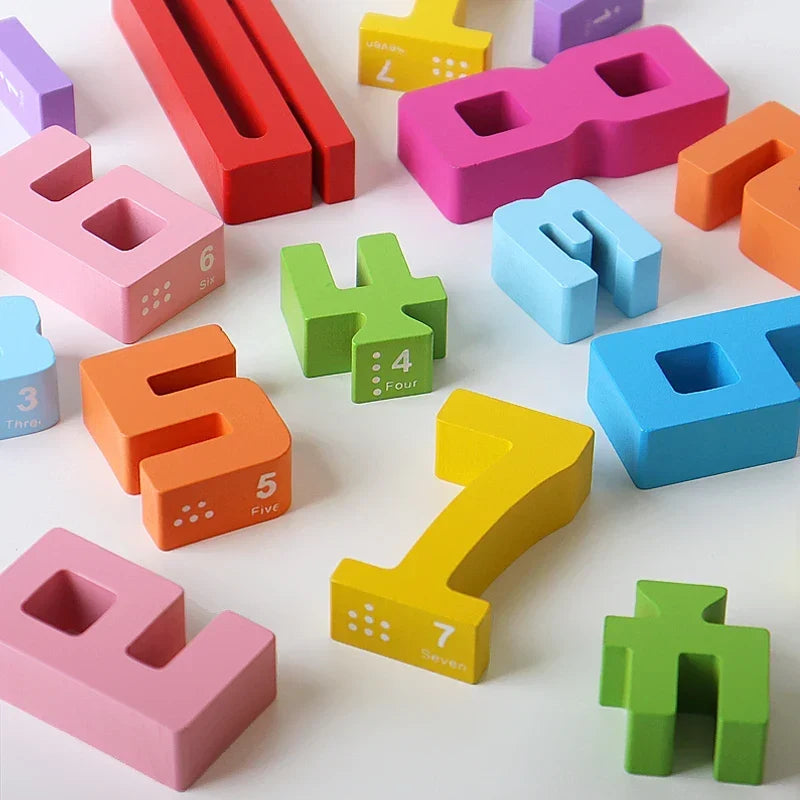 20PCS Digital Building Blocks – Colorful Wooden Number Stacking Toy, Montessori Math Learning Set