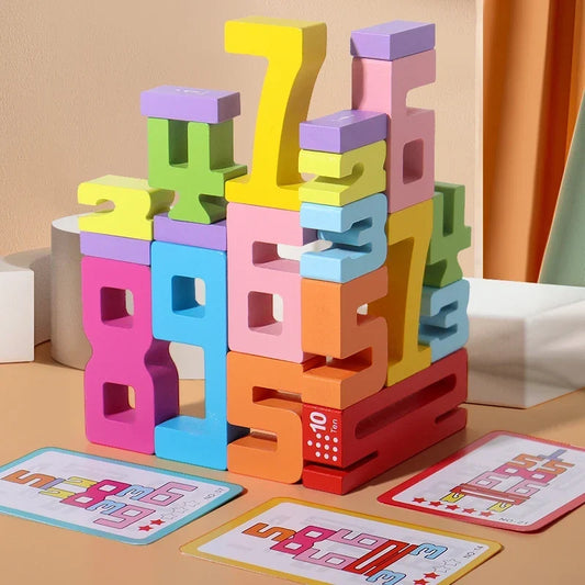20PCS Digital Building Blocks – Colorful Wooden Number Stacking Toy, Montessori Math Learning Set
