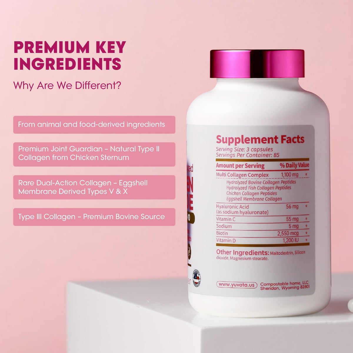 BALNUTRI Collagen Peptide + Hyaluronic Acid – Multi-Collagen Complex for Skin, Hair, Nails & Joints | 255 Capsules
