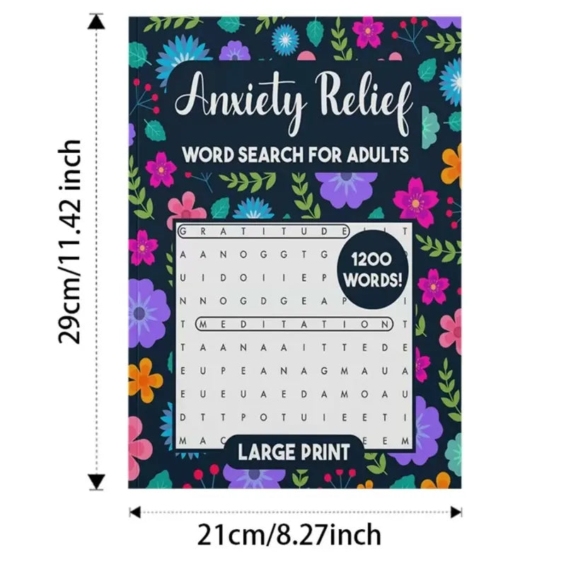 Anxiety Relief Word Search Book for Adults – 75 Large Print Puzzles, 1,200 Positive Words & Answer Key