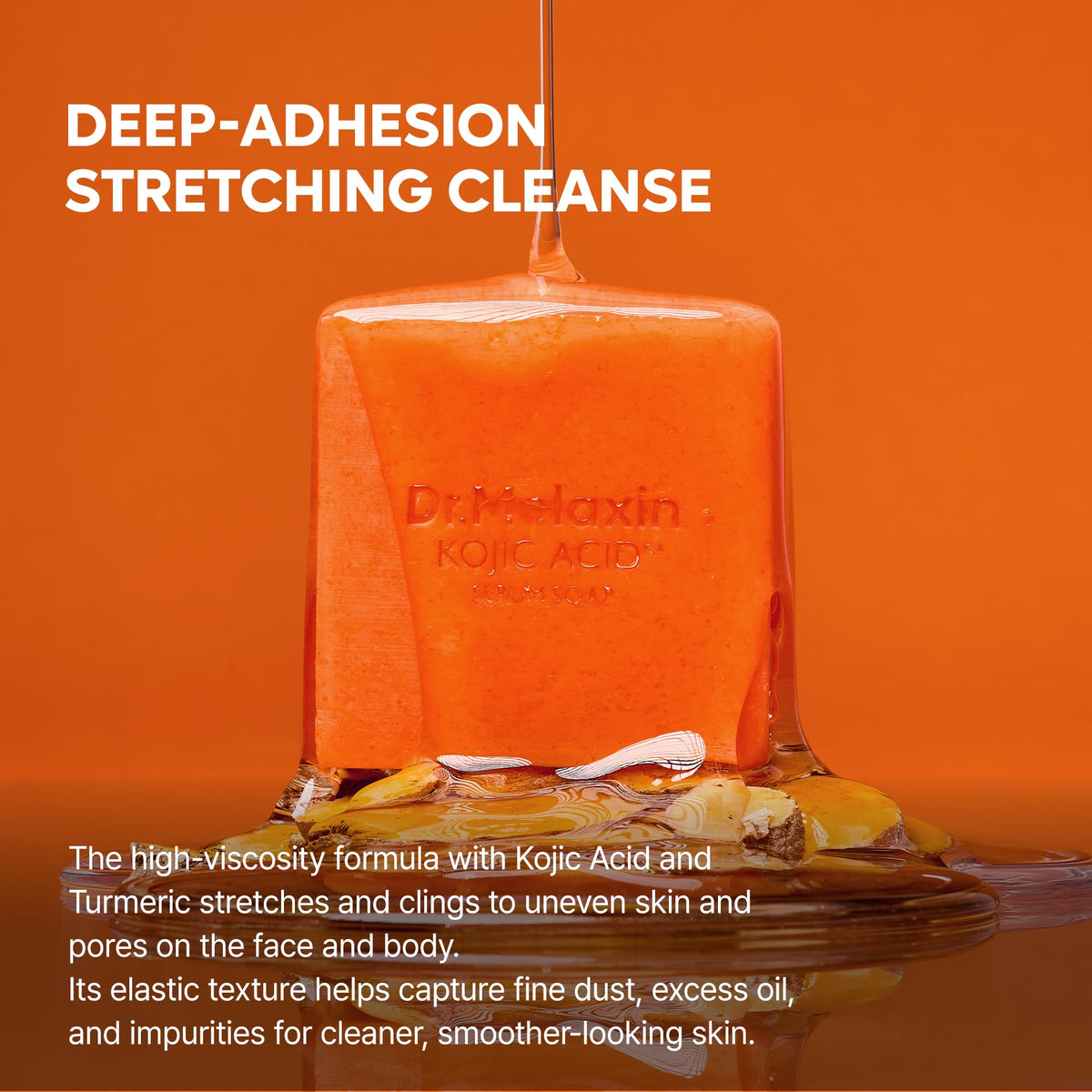 Dr.Melaxin Kojic Acid Turmeric Serum Soap — 1 Bar Facial & Body Cleansing Bar with Niacinamide for Uneven Skin Tone
