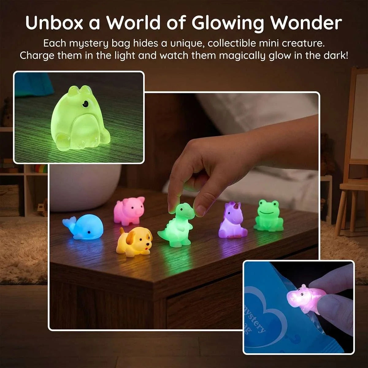 10 Pcs Mystery Blind Bags Glow in Dark Mini Animal Figures Resin Toys