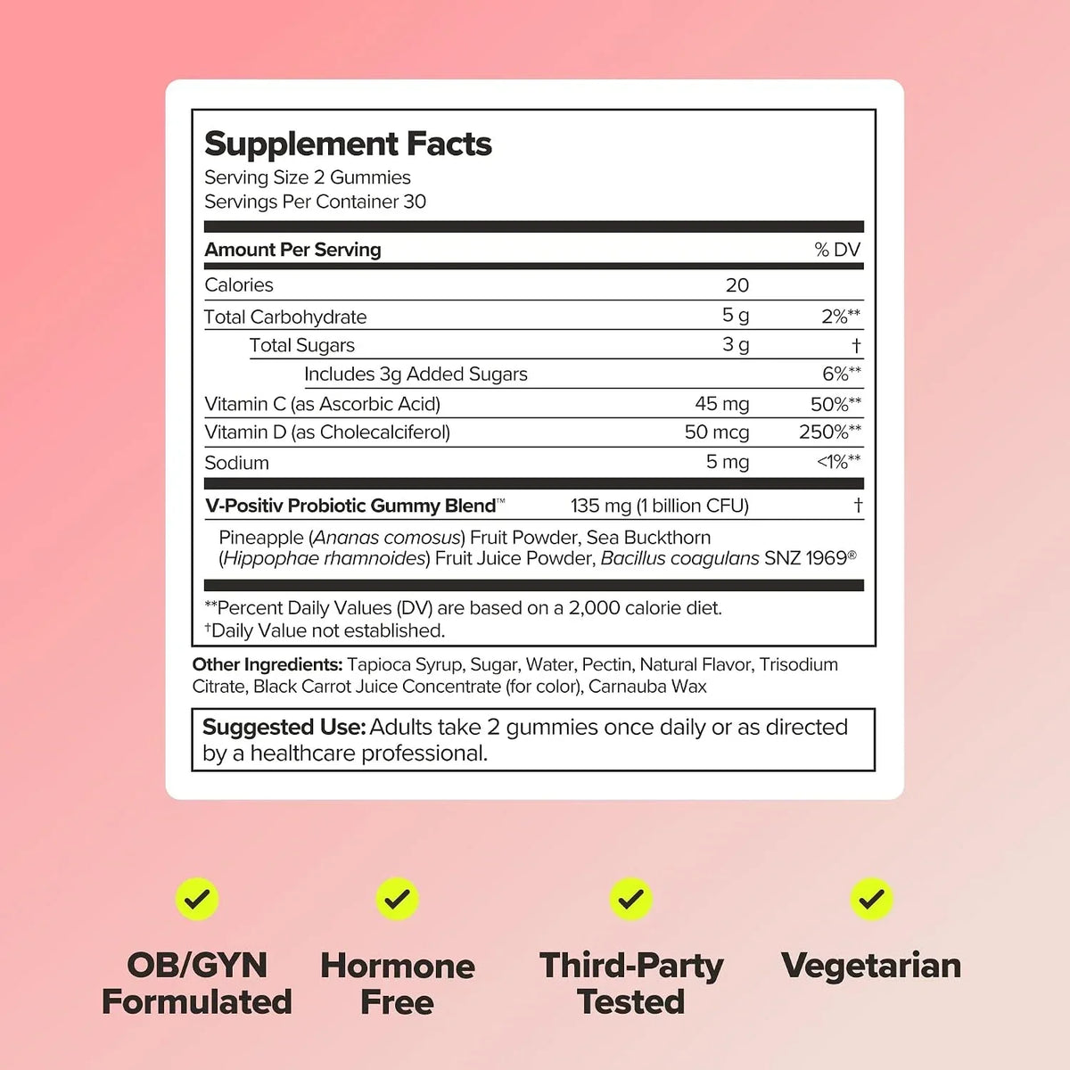 URO Vaginal Probiotic Gummies for Odor, Flora, & Ph Balance – 30-Day Supply