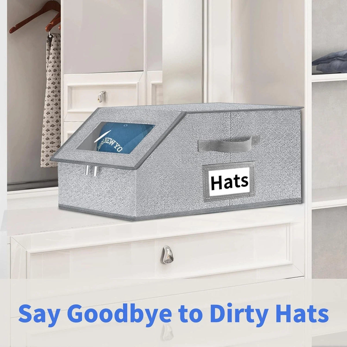 Stackable Hat Storage for Baseball Caps - Hat Organizer with Clear Window