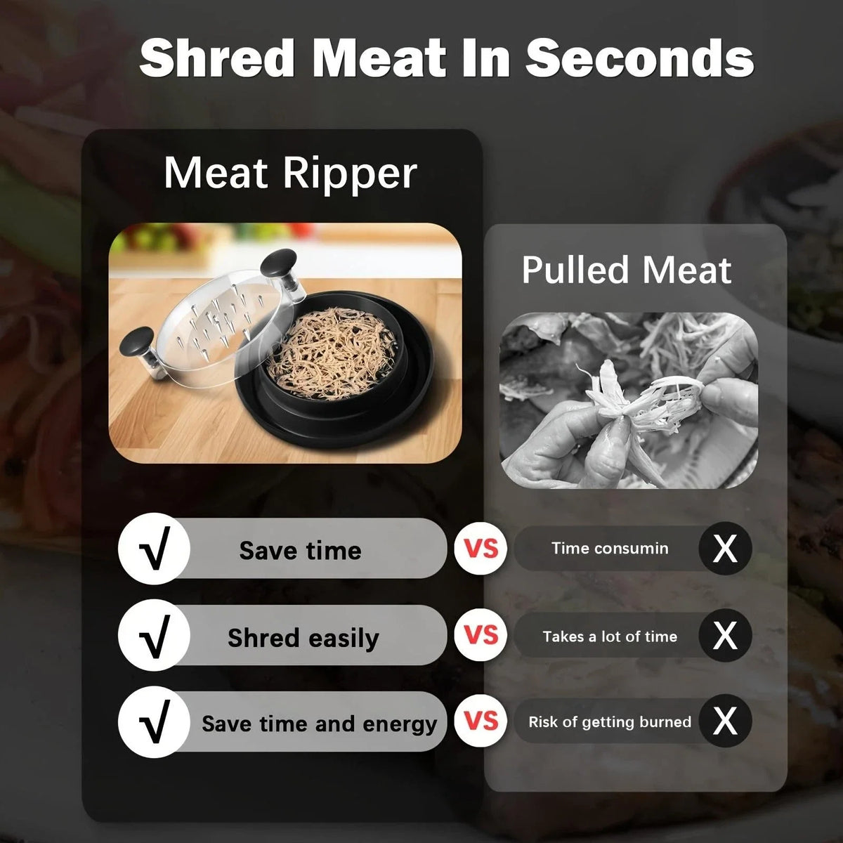 Chicken Shredder Rotating Meat Chopper with Clear Cover Anti Slip Kitchen Tool